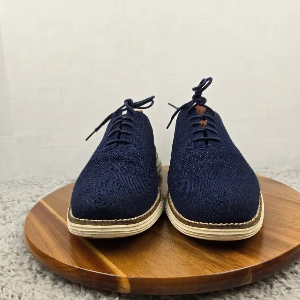 Cole Haan Mens 10M OriginalGrand Wingtip Navy Ivory Stitchlite Oxford Sneaker